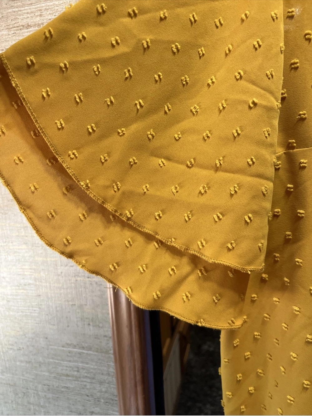SHEIN CURVE Mustard Yellow Ruffle Yoke Top - Picture 7 of 12